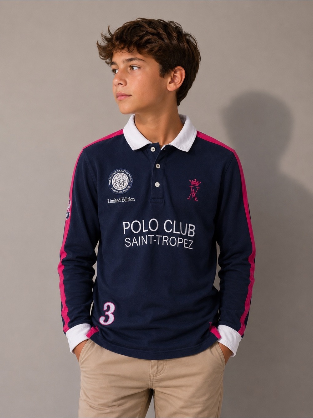 Polo shirt top 12T Vicomte A long sleeves Collection Saint Tropez‎ blue